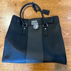 Micheal Kors Large Hamilton Black & Silver Studded Leather Tote with Dust Bag.